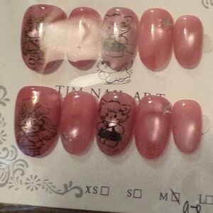 Nail Art Press On Nails Pink Cartoon Character Design‎ M